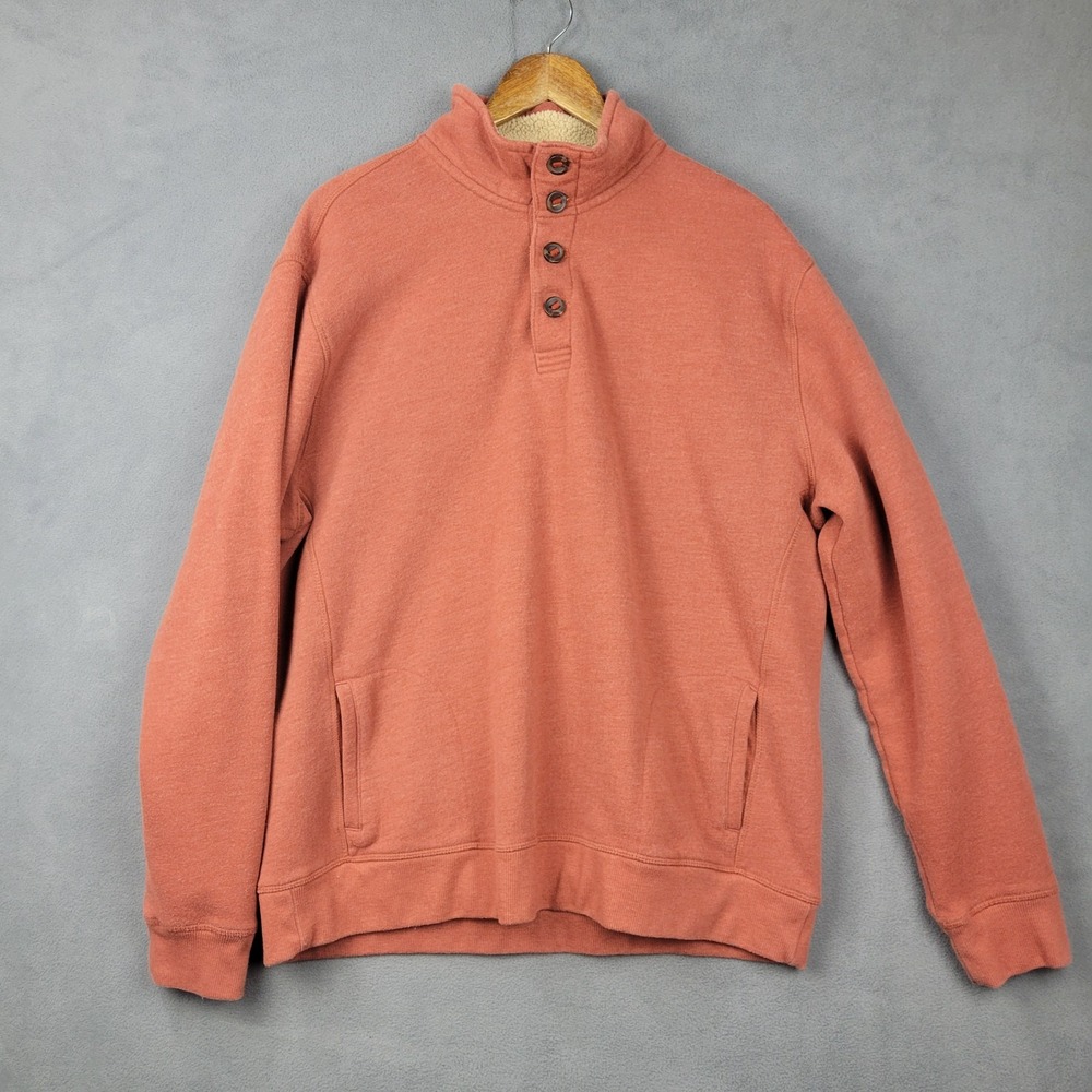 Arrow Sweatshirt Mens XL Orange Cotton Sherpa Lined Henley Neck Warm Wear Winter
